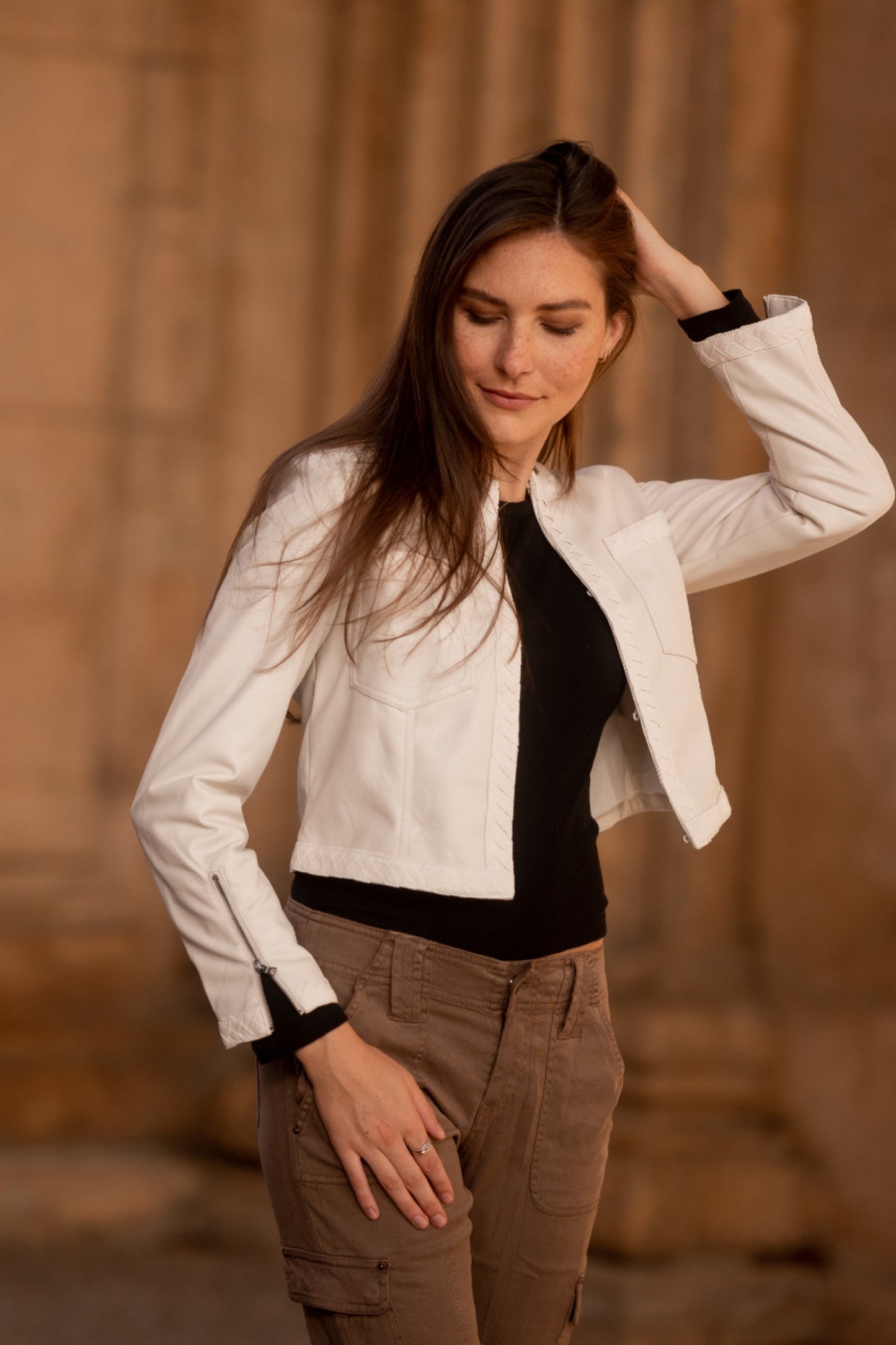 Leather Braid Jacket Women