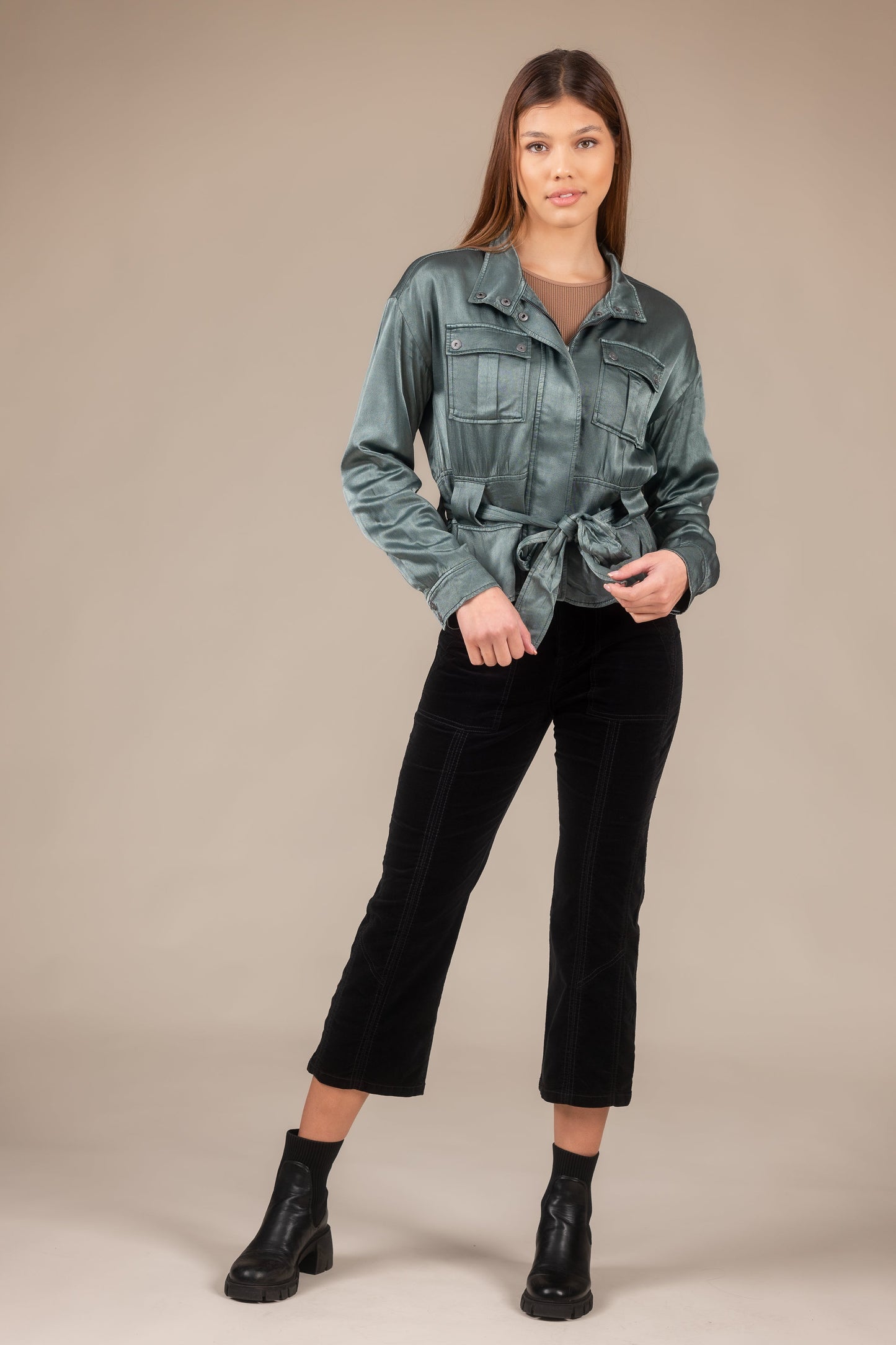 Silky Satin Utility Jacket