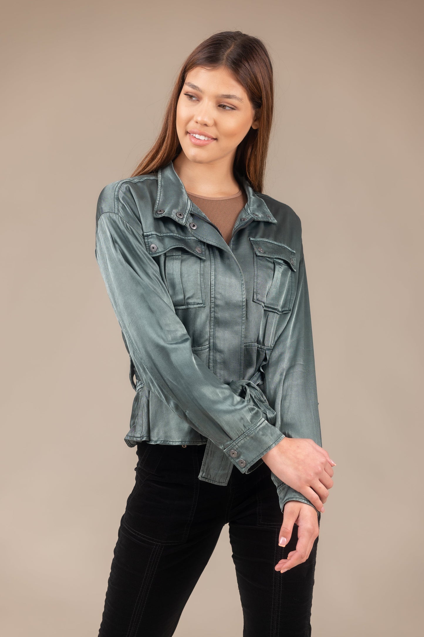 Silky Satin Utility Jacket