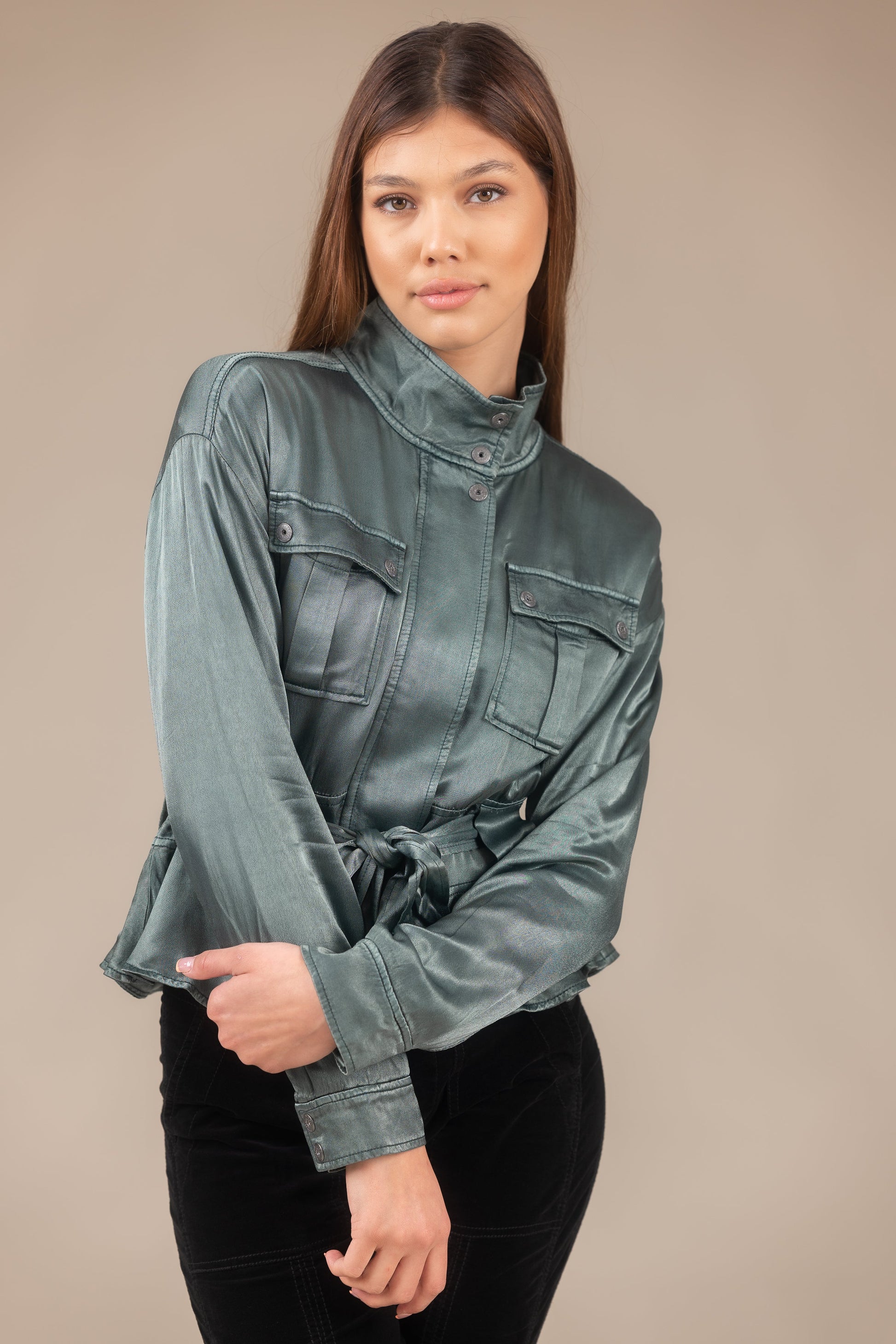 Silky Satin Utility Jacket