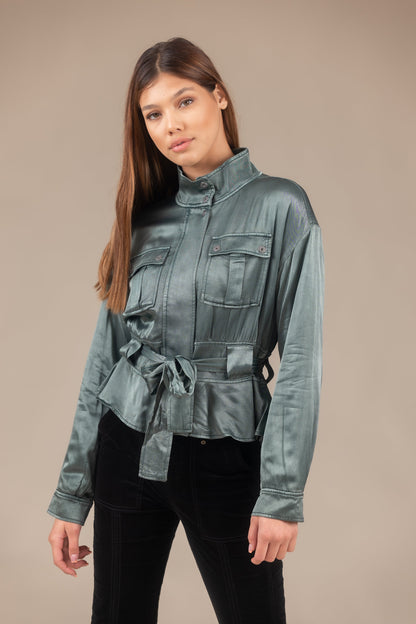 Silky Satin Utility Jacket